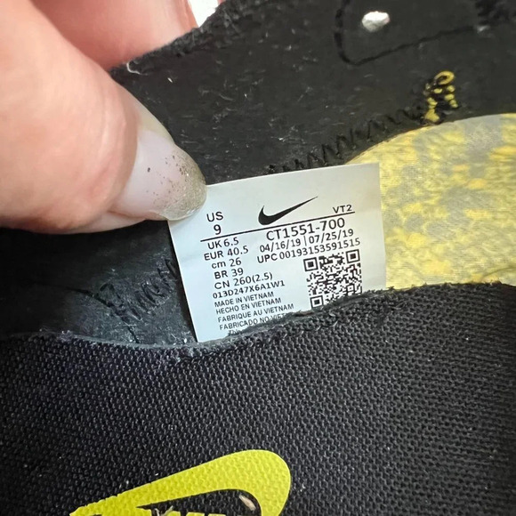 Nike React Element Yellow Snakeskin Womens Sneakers Size 9 - Picture 5 of 8